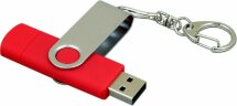 Флешка с поворотным механизмом, c дополнительным разъемом Micro USB, 16 Гб, красный