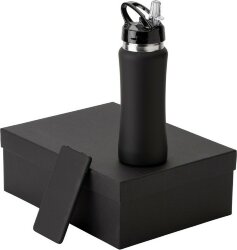 Подарочный набор с бутылкой для воды и повербанком С1, 5000 mAh, черный