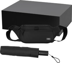 Подарочный набор Boston, Filton, черный (поясная сумка, зонт)