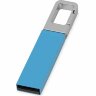 Флеш-карта USB 2.0 16 Gb с карабином Hook, голубой/серебристый