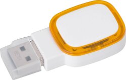 Флеш-карта POWERFOLIO 16 Гб с подсветкой логотипа, белый/оранжевый