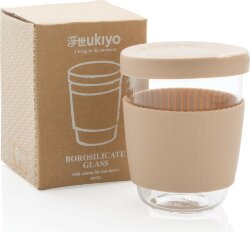 Стакан из боросиликатного стекла Ukiyo с силиконовой крышкой и держателем