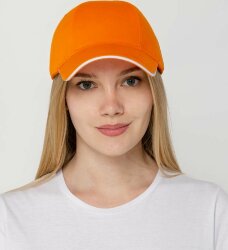 Бейсболка Molti Canopy, оранжевая с белым кантом