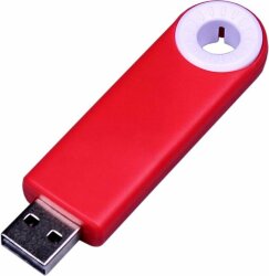 USB-флешка промо на 64 ГБ прямоугольной формы, выдвижной механизм, белый