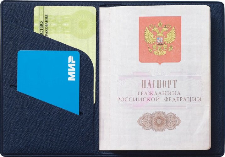 Обложка для паспорта Favor, темно-синяя