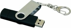 Флешка с поворотным механизмом, c дополнительным разъемом Micro USB, 32 Гб, черный