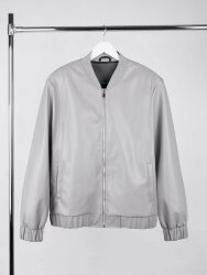 Бомбер из искусственной кожи Univer, серый, XL/2XL