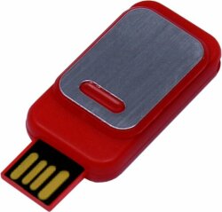 USB-флешка промо на 64 ГБ прямоугольной формы, выдвижной механизм, красный
