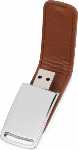 Флеш-карта USB 2.0 16 Gb с магнитным замком Vigo, светло-коричневый/серебристый