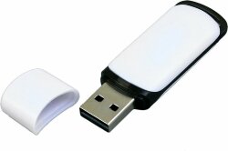 Флешка 3.0 промо прямоугольной классической формы с цветными вставками, 128 Гб, белый/черный