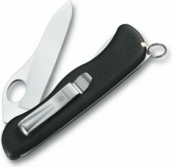 Солдатский нож с фиксатором лезвия Victorinox Sentinel One Hand Clip, черный