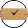 Деревянные часы с металлическим ободом, 30 см, Time Wheel горизонтальные, натуральный/черный
