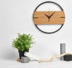 Деревянные часы с металлическим ободом, 30 см, Time Wheel горизонтальные, натуральный/черный