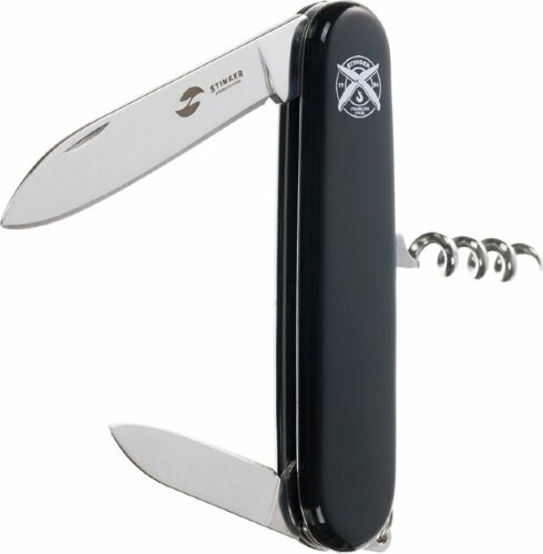 Нож перочинный Stinger, 90 мм, 4 функции, материал рукояти: АБС-пластик, черный