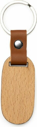 Брелок MARBEL из натурального дерева, овальный, натуральный/коричневый