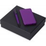 Подарочный набор c пластиковой ручкой, повербанком С1, 5000 mAh, фиолетовый