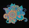 Холщовая сумка CoolColor «Узор», черная с ярко-синими ручками
