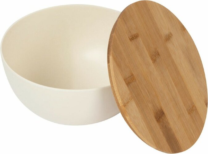 Салатник Bowl с бамбуковой крышкой, бежевый