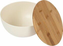 Салатник Bowl с бамбуковой крышкой, бежевый
