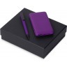 Подарочный набор c пластиковой ручкой, повербанком С2, 10000 mAh, фиолетовый