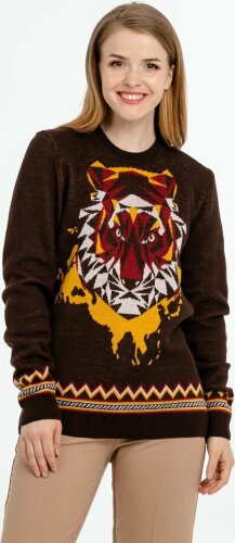 Джемпер teplo Totem Tiger, коричневый, размер XS