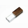 USB-флешка на 64 ГБ прямоугольной формы, под гравировку 3D логотипа, материал стекло, с деревянным колпачком красного цвета, белый