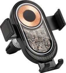 Автомобильное беспроводное (15W) зарядное устройство Guide с прозрачным корпусом, черный/серебристый