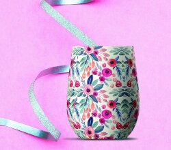 Термобокал Asobu IMPERIAL WINE 270 мл, цветы